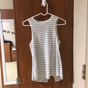 Striped athletic tank top with layered back